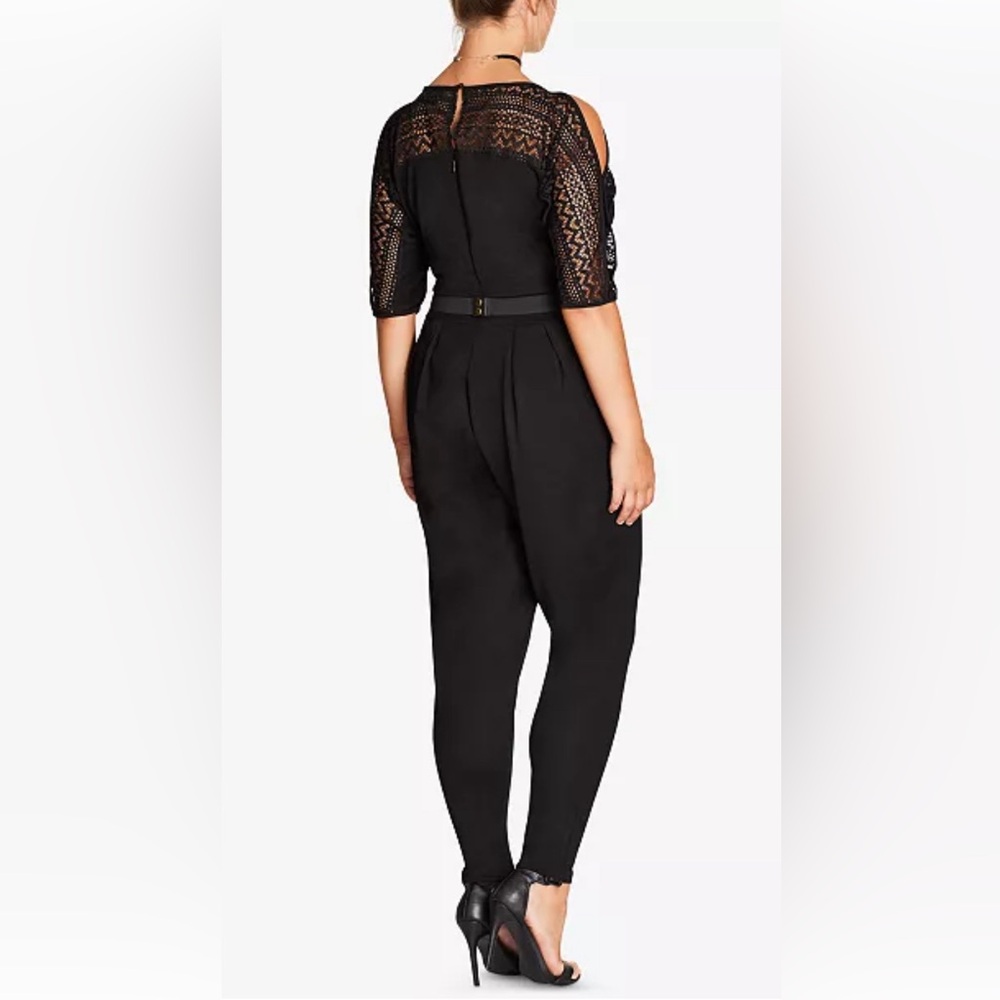 City Chic Plus Size XL/22‎ Black Lace Cut Out Shoulder Jumper Jumpsuit